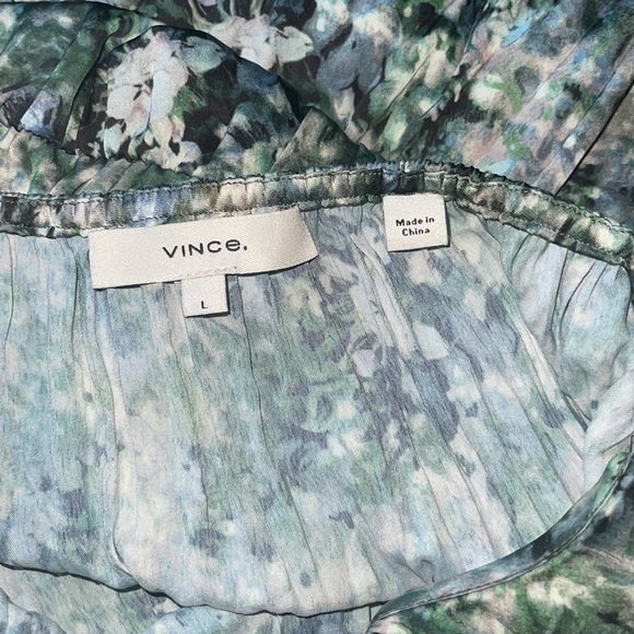 NWOT Vince Dress Painted floral camisole green midi sundress dress size L - Picture 6 of 8